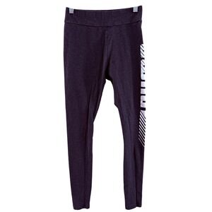 Puma Womens Heathered Grey Graphic Logo Athletic Leggings XS Slim Fit Activewear